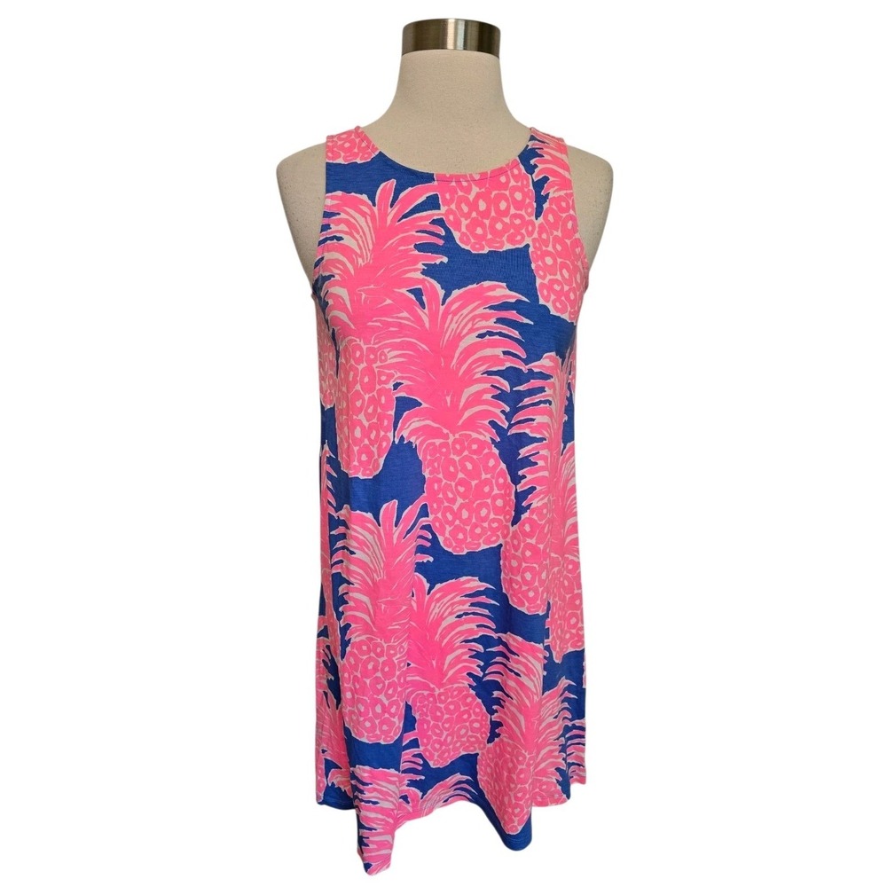 Lilly Pulitzer Kristen Swing Dress Size XS Pineapple Print Pink Blue‎